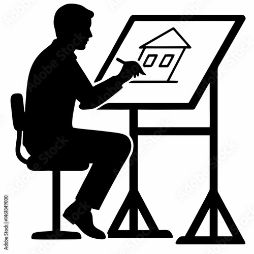 vector of man busy in sketching.