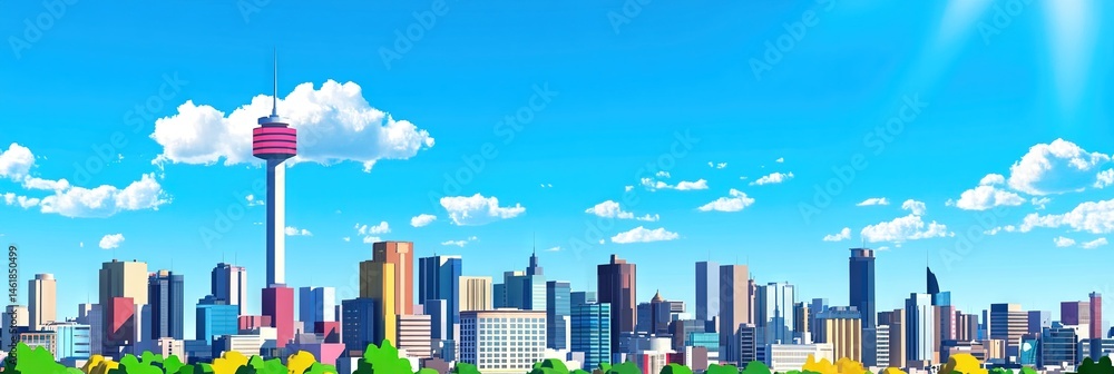 Obraz premium 2d animation johannesburg, south africa downtown skyline 
