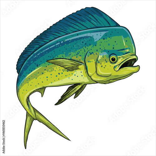 Colorful Mahi Mahi Fish Vector – Tropical Ocean Catch Illustration