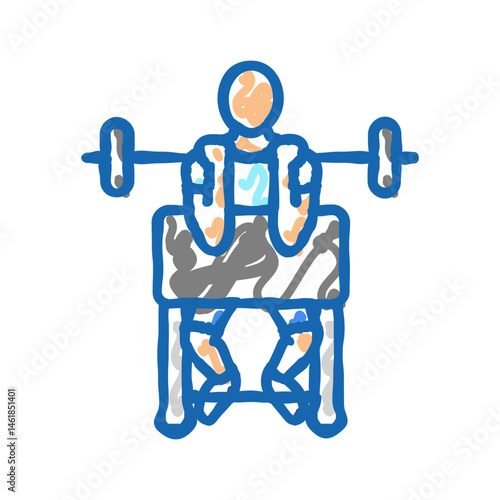 preacher curls arm fitness exercise icon doodle illustration