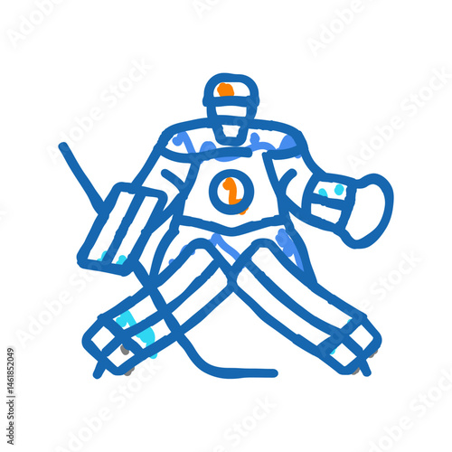goalie ice hockey sport game icon doodle illustration