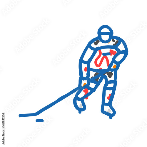 wrist shot ice hockey sport game icon doodle illustration
