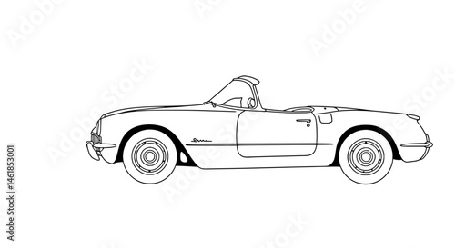 Classic Corvette C1 Sports Car Line Art Vector - Vintage Auto Coloring Design