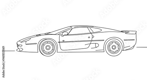 Classic Jaguar XJ220 Supercar Line Art Vector Coloring Page