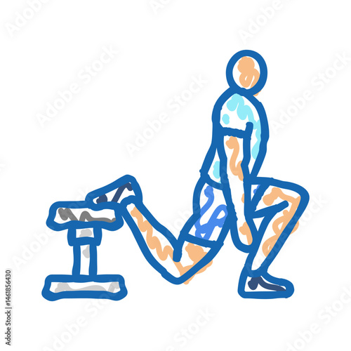 bulgarian split squats fitness exercise icon doodle illustration