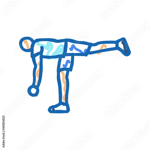 single leg deadlifts fitness exercise icon doodle illustration