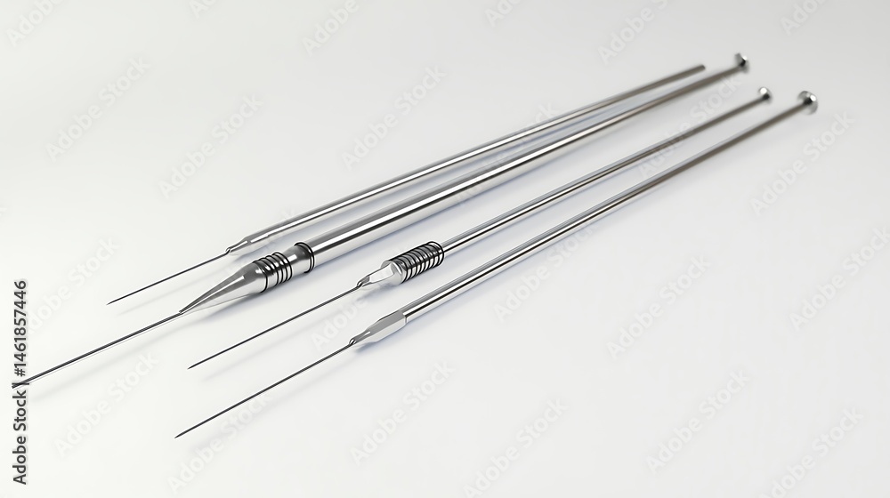 Precision Metal Probes on White. (1) Precision Metal Probes on White. (1)