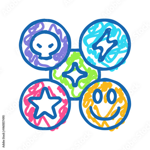 ecstasy mdma rave retro icon doodle illustration