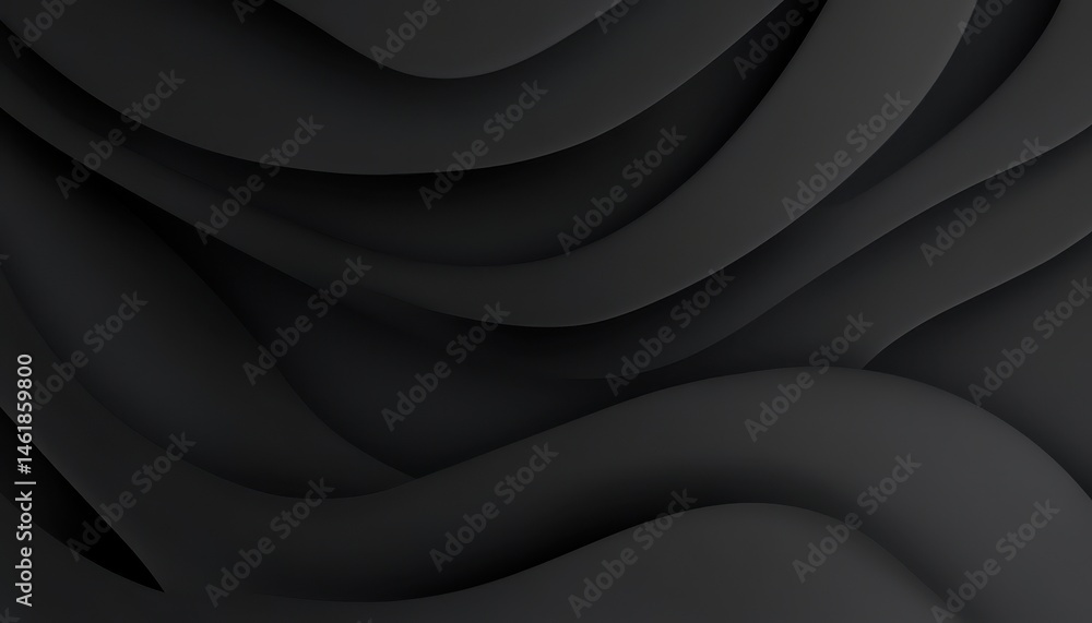Fototapeta premium Elegant Dark Abstract Background with Smooth Wavy Lines in Monochrome Shades Showcasing Depth and Modern Design