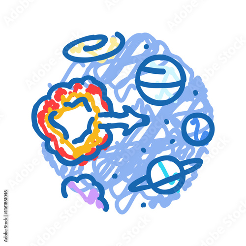 origin of the universe unsolved mystery icon doodle illustration
