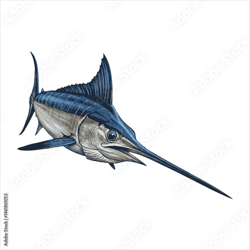 Elegant Swordfish Vector Design – Deep Sea Speed Hunter Illustration
