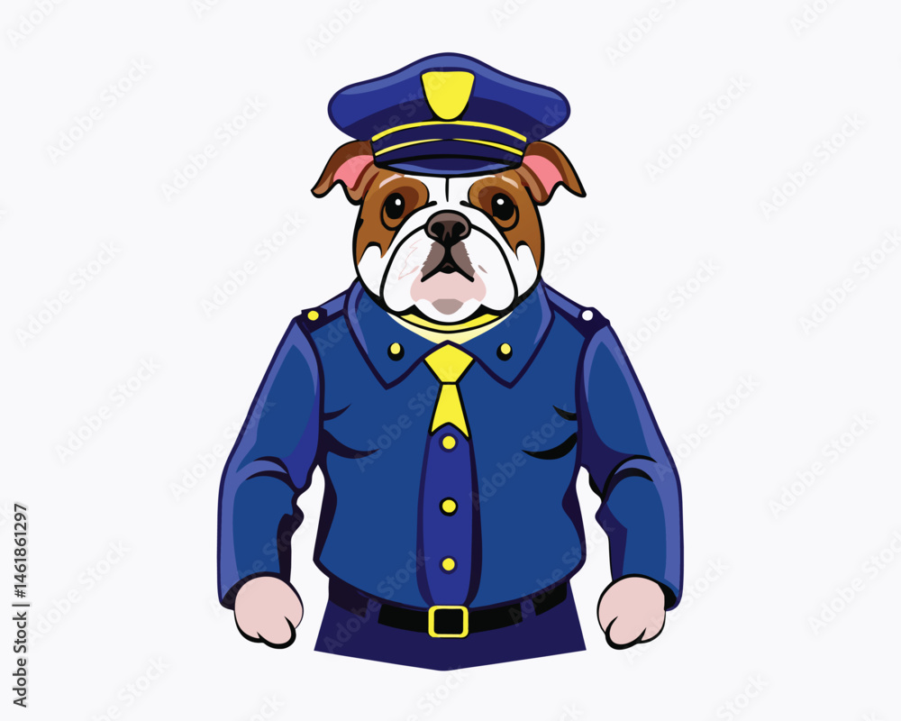 Fototapeta premium bulldog vector police agent hand drawn
