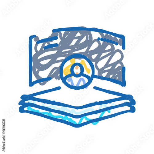 stage virtual conference icon doodle illustration
