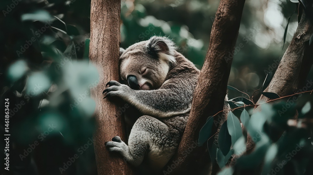 Sleepy Koala Napping in Aussie Tree