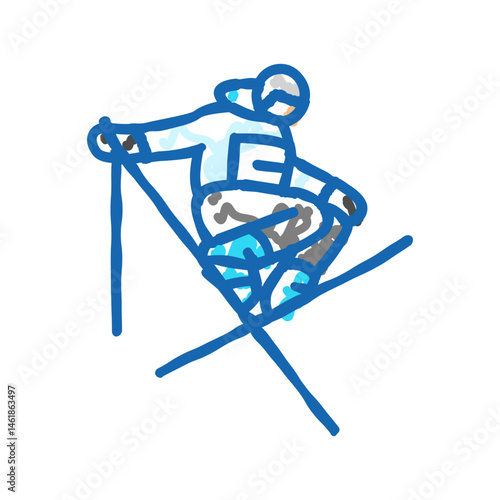 freestyle skiing winter sport icon doodle illustration