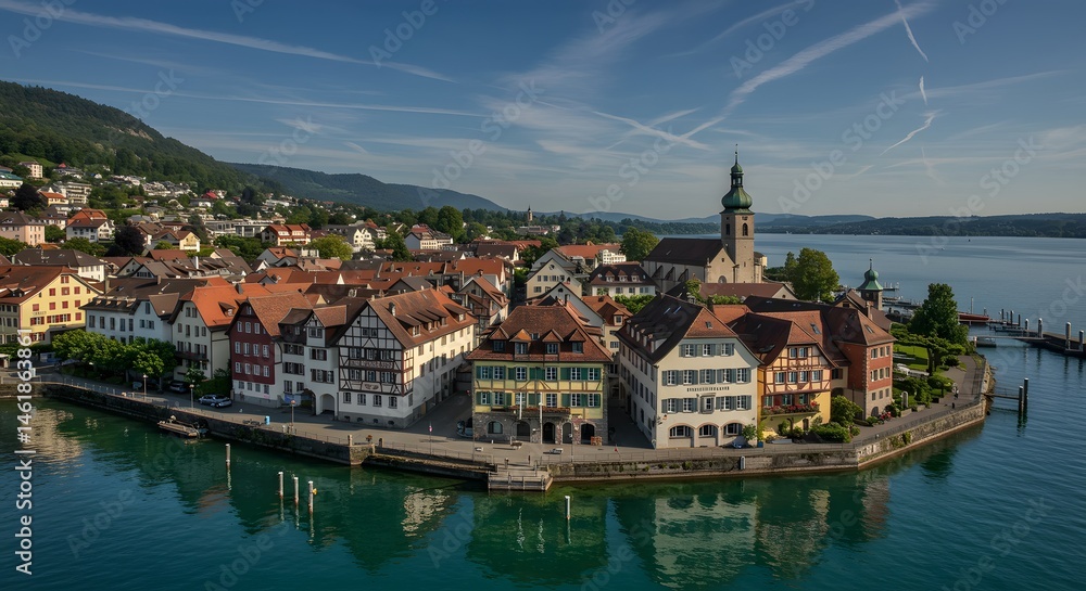 Obraz premium Townscape on Lake Lucerne, Switzerland