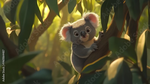Obraz na płótnie Cute Koala in Australian Forest (1) w salonie