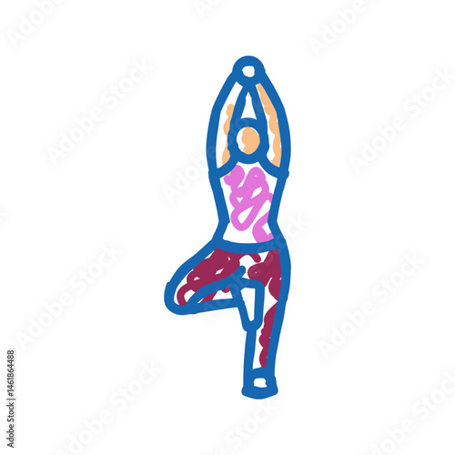 tree pose vrksasana yoga icon doodle illustration
