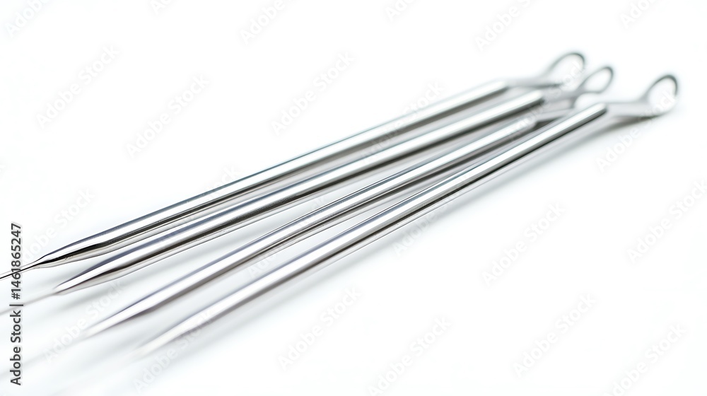 Sterile Metal Probes on White. Sterile Metal Probes on White.