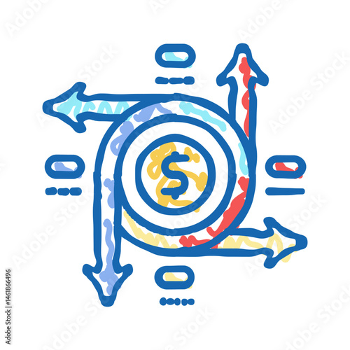 cash flow management business process icon doodle illustration