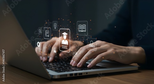 Uso humano de la tecnología portátil, aprendizaje por internet y estudio en línea, redes de tecnología de clases, aprendizaje electrónico, educación en línea, educación, capacitación, tutor, lección e