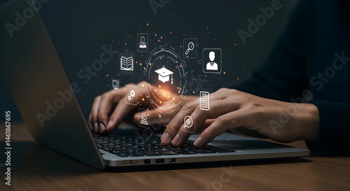 Uso humano de la tecnología portátil, aprendizaje por internet y estudio en línea, redes de tecnología de clases, aprendizaje electrónico, educación en línea, educación, capacitación, tutor, lección e