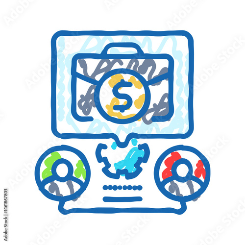 sponsorship management business process icon doodle illustration