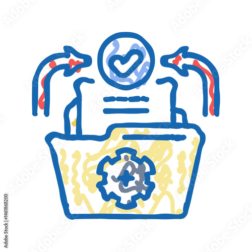 standardization business process icon doodle illustration