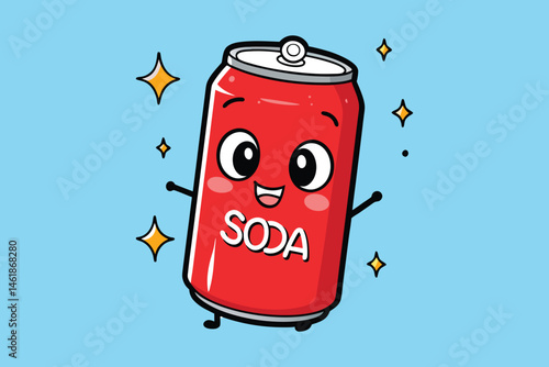  cute soda can colorful Vector