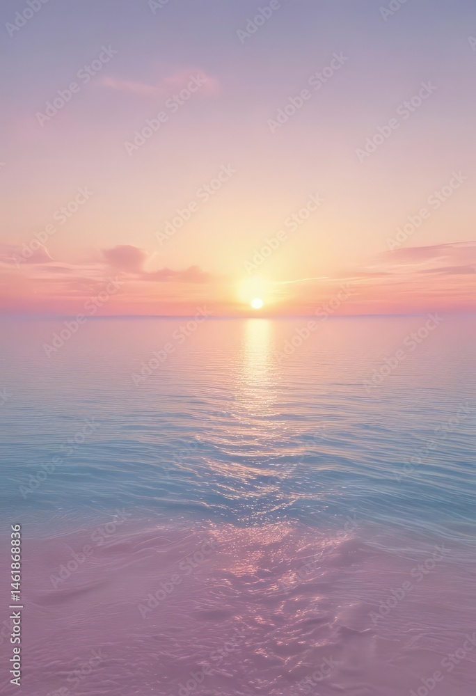 Naklejka premium Soft pastel pink, blue, yellow gradient Fuzzy sunset effect , optimism, clouds, warm