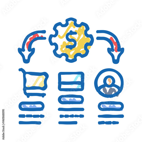 sales process business process icon doodle illustration