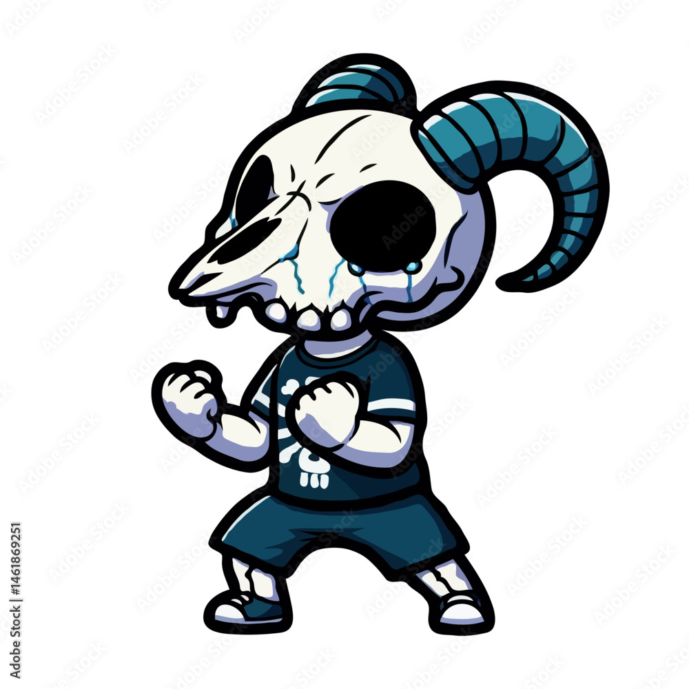 Obraz premium Bone Skull Creature Cartoon Vector Illustration