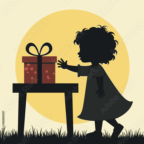Girl Reaching for Gift Box 