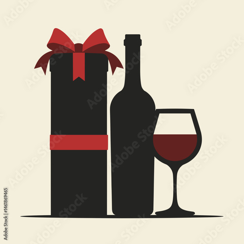 Wine Bottle, Glass, and Gift