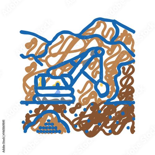 surface mining icon doodle illustration