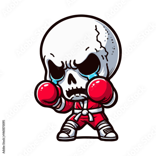 Crying Boxer Skull Cartoon