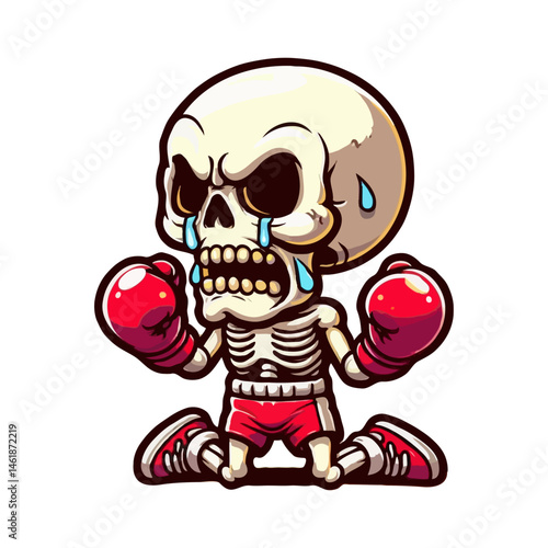 Crying Boxer Skeleton Illustration