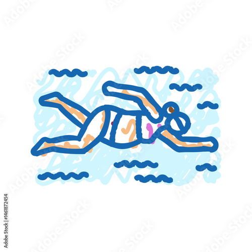 swimming pregnant fitness icon doodle illustration