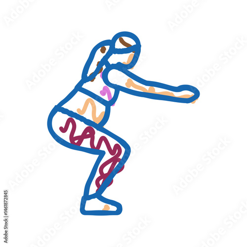 squats pregnant fitness icon doodle illustration