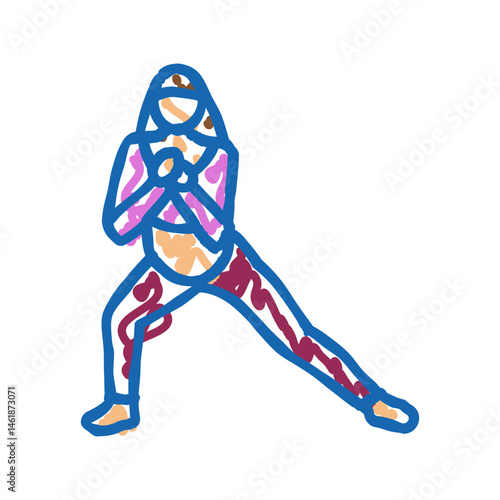 side lunges pregnant fitness icon doodle illustration