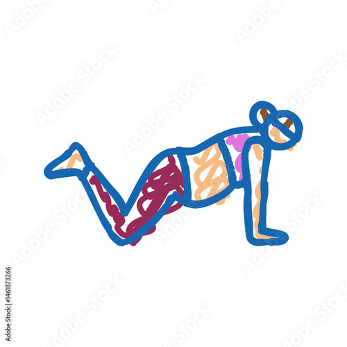 modified plank pregnant fitness icon doodle illustration