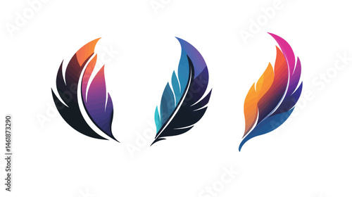 Creative fluid style feather logo with smooth line art design, featuring elegant curves and soft textures. Perfect for branding, artistic designs, and modern logos with minimalistic 