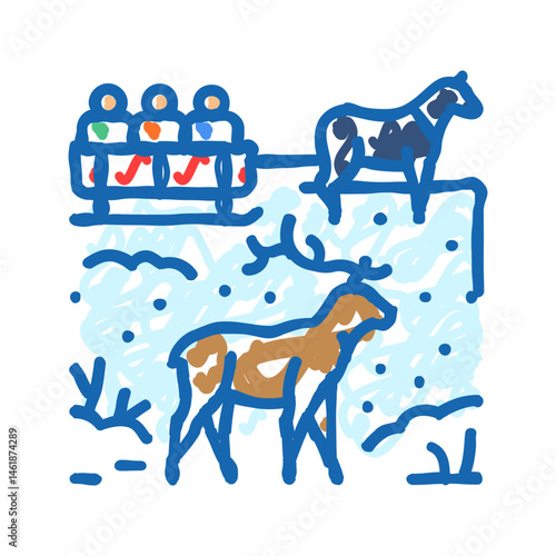 winter wildlife safari winter icon doodle illustration
