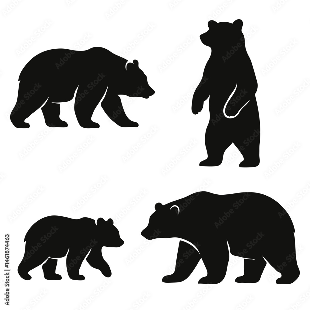 Fototapeta premium Bear silhouettes on white background