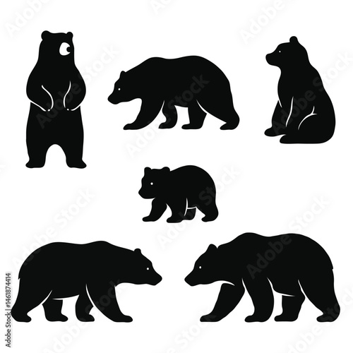 Bear silhouettes on white background