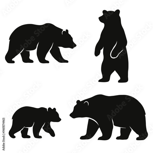 Bear silhouettes on white background
