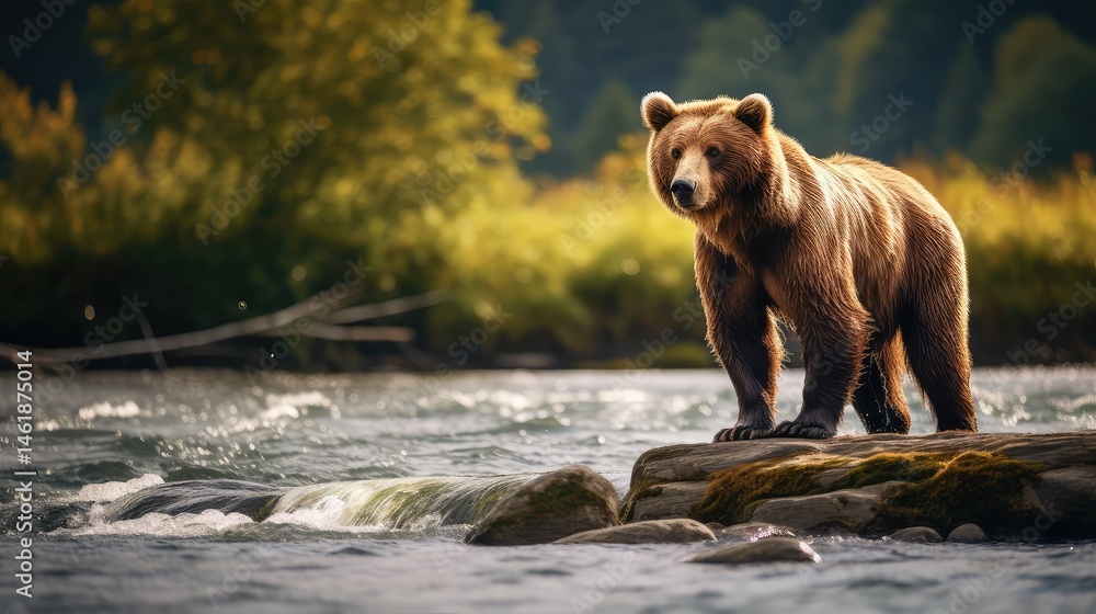 Obraz premium hind brown bear standing