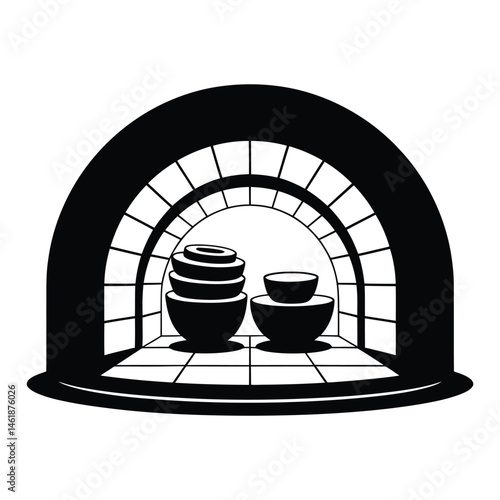 Ceramic kiln Silhouette, Vector, Illustration, Icon, Logo, White Background.