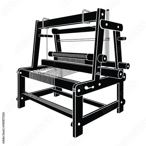 Knitting loom Silhouette, Vector, Illustration, Icon, Logo, White Background.
