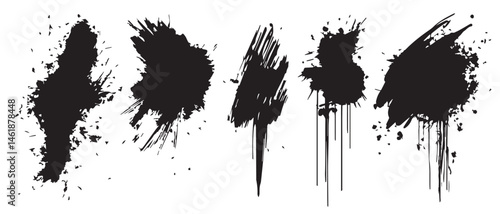 Black Brush Stroke Vector Elements for Creative Design